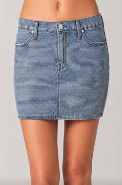 Mother Denim Skirt On the Road Blue & White Striped Mini Skirt size 31